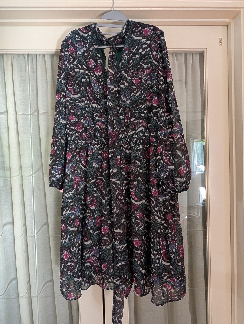 Lane Bryant Dark Paisley High Neck Dress with Belt
